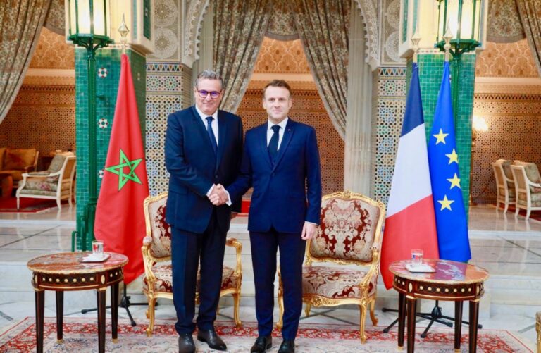 الرئيس الفرنسي إيمانويل ماكرون يستقبل أخنوش