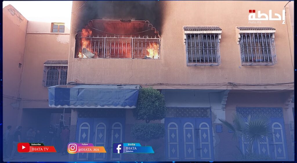 حريق مهول يجهز على منزل وسط حي شعبي بمراكش (فيديو)