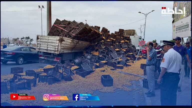 حادثة انقلاب صناديق المشمش من شاحنة تعيد التساؤل حول احترام شروط السلامة (فيديو)