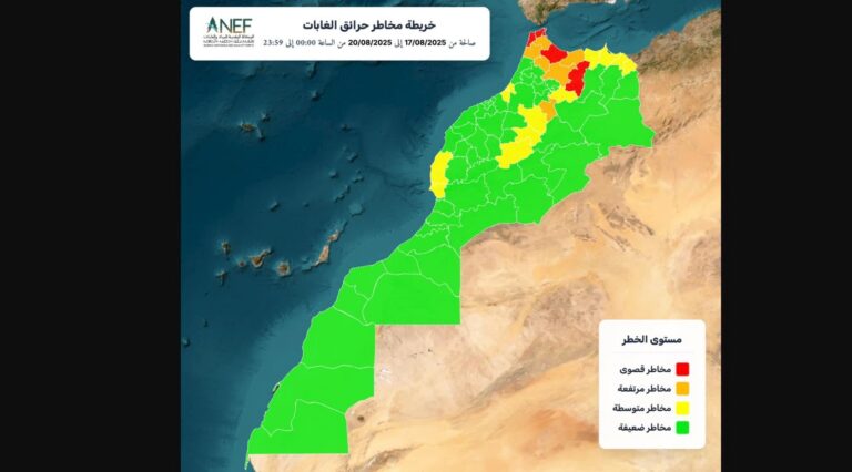 نشرة إنذارية لخريطة مخاطر حرائق الغابات