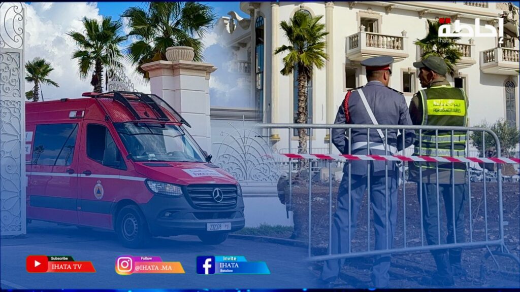 لحظة نقل سائق جرافة بعد حادث انقلابها أثناء هدم قصر الضيافة ببوسكورة
