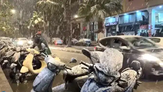تساقطات ثلجية تُكسو وجدة بحلة بيضاء