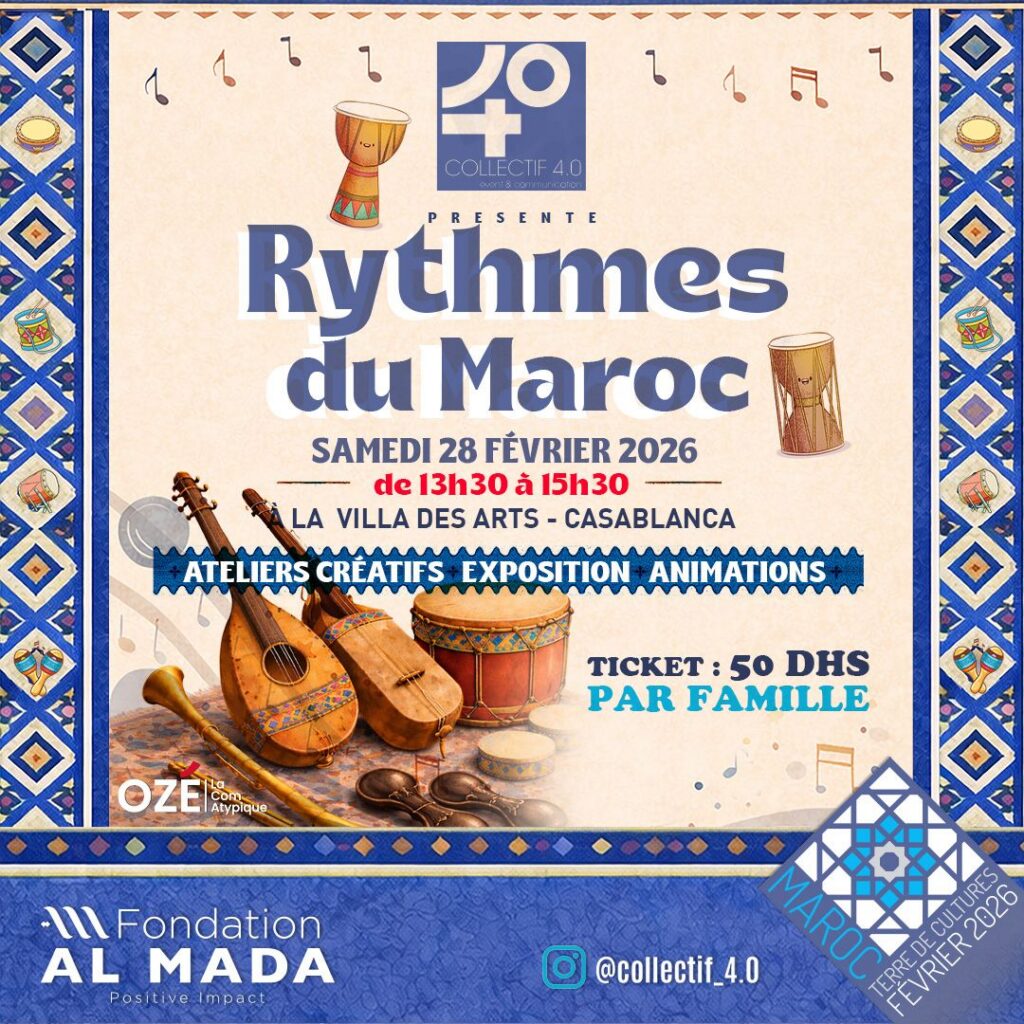كولكتيف 4.0 يواصل برنامجه الثقافي العائلي بموعد جديد “إيقاعات المغرب” بدار الفنون بالدار البيضاء