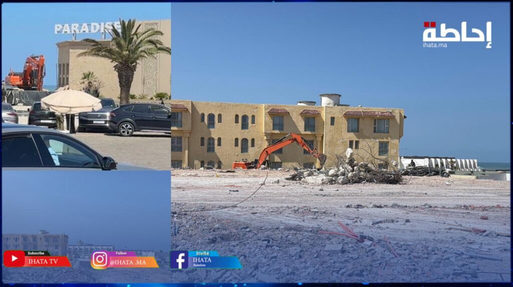 شاهد مستجدات هدم "بارادايس" أشهر مطعم بالشريط الساحلي عين الذياب